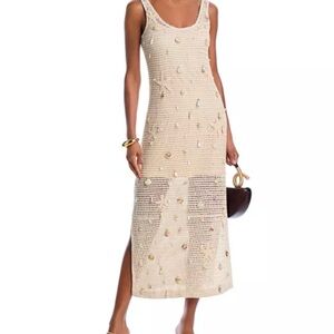 Crochet Shell Maxi Dress in Cream